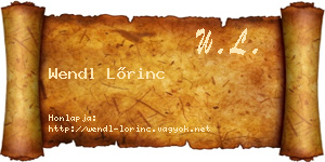 Wendl Lőrinc névjegykártya